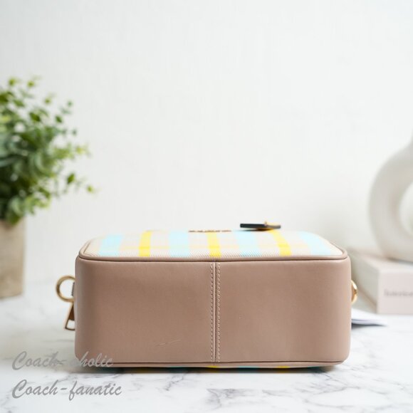 NWT Coach CBI90  Satchel Crossbody Bag With Plaid Print in Bright Maize - Picture 8 of 12